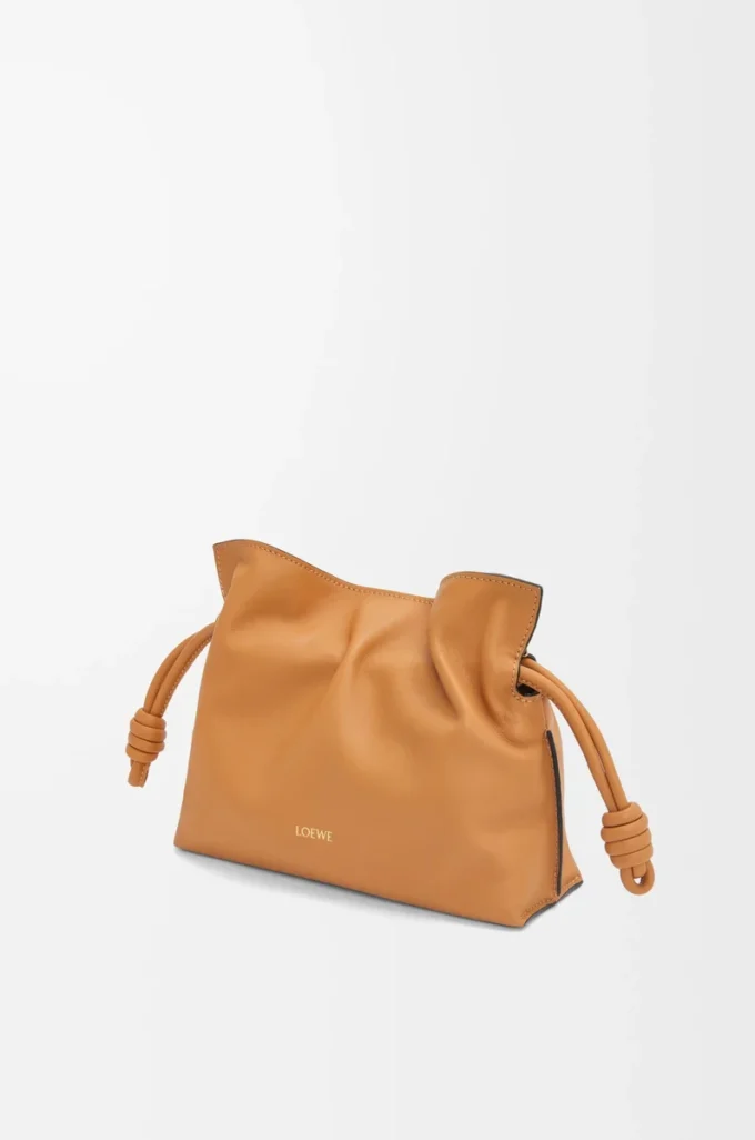 Mini Flamenco clutch in nappa calfskin Warm Desert