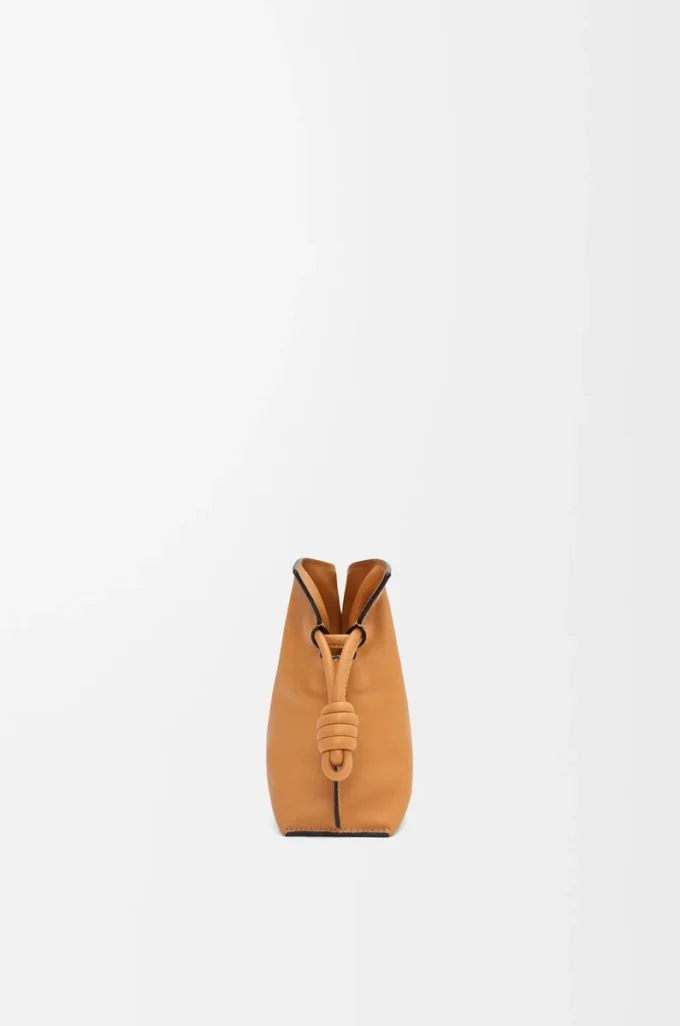 Mini Flamenco clutch in nappa calfskin Warm Desert