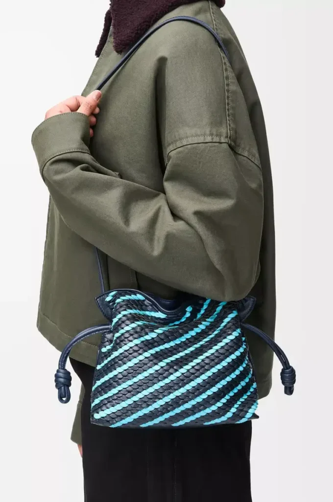 Mini Flamenco clutch in nappa lambskin Dark Ink/Sky Blue