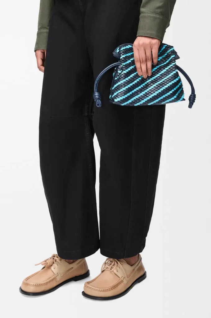 Mini Flamenco clutch in nappa lambskin Dark Ink/Sky Blue