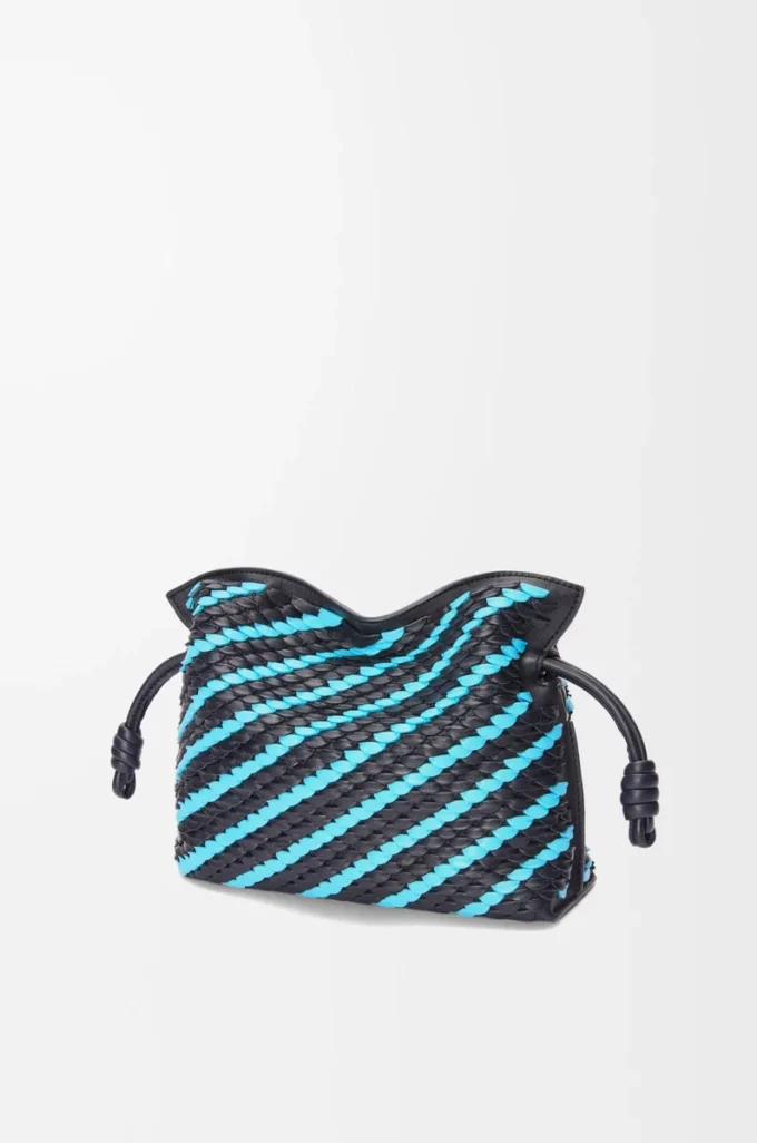 Mini Flamenco clutch in nappa lambskin Dark Ink/Sky Blue