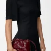 Mini Flamenco purse in eel Burgundy