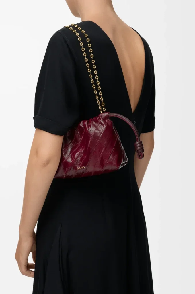 Mini Flamenco purse in eel Burgundy