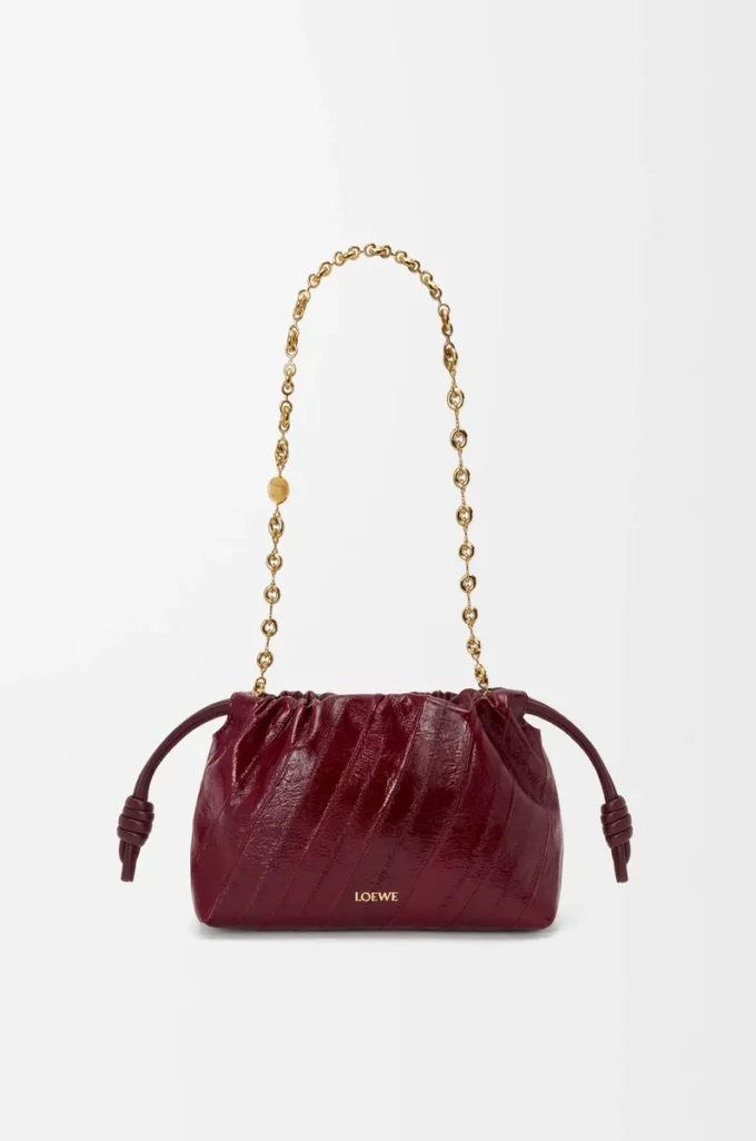 Mini Flamenco purse in eel Burgundy