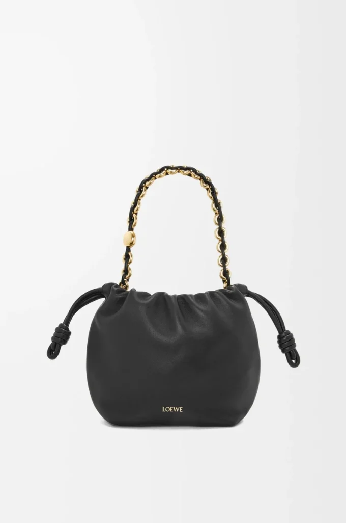 Mini Flamenco purse in mellow nappa lambskin Black