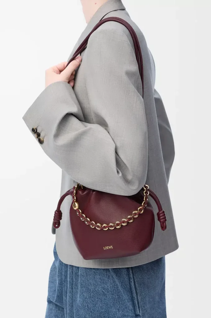 Mini Flamenco purse in mellow nappa lambskin Dark Burgundy