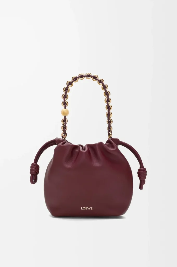 Mini Flamenco purse in mellow nappa lambskin Dark Burgundy