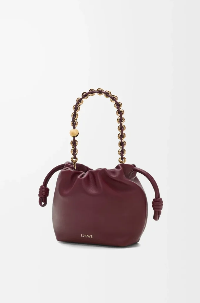 Mini Flamenco purse in mellow nappa lambskin Dark Burgundy