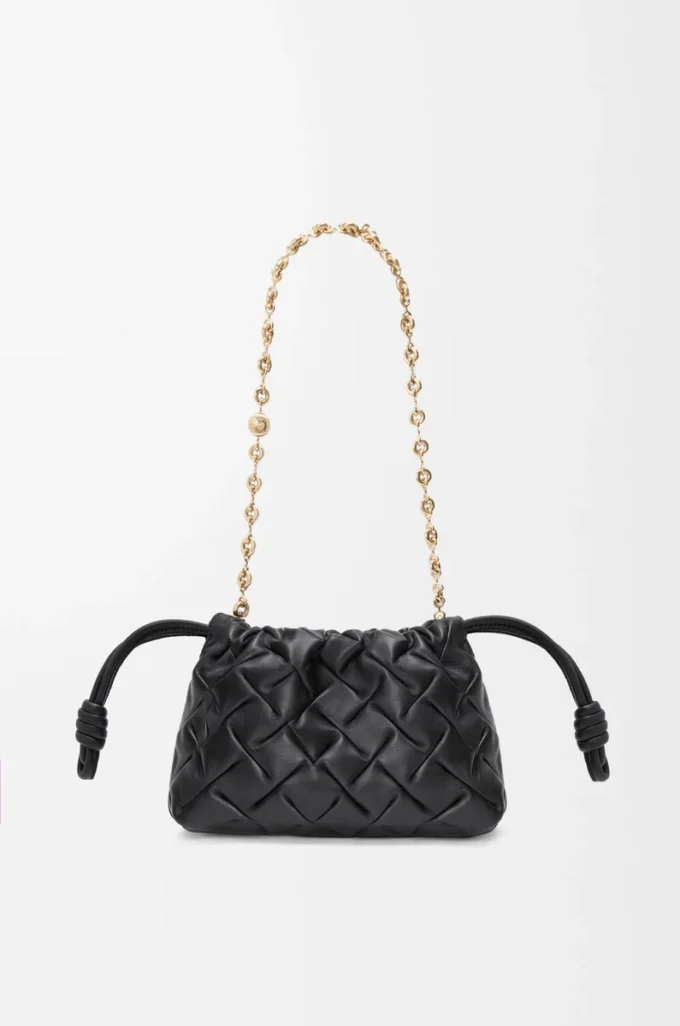 Mini Flamenco purse in pinched nappa calfskin Black