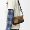 Mini Flex messenger in canvas and suede Black/Dark Gold