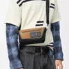 Mini Flex messenger in canvas and suede Black/Dark Gold