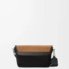 Mini Flex messenger in canvas and suede Black/Dark Gold