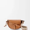 Mini Gate Dual bag in soft calfskin and jacquard Tan