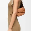 Mini Gate Dual bag in soft calfskin and jacquard Tan