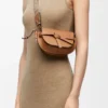 Mini Gate Dual bag in soft calfskin and jacquard Tan