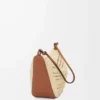 Mini Hammock Hobo in raffia and calfskin Tan/Natural