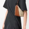 Mini Hammock Hobo in raffia and calfskin Tan/Natural