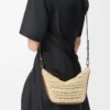 Mini Hammock Hobo in raffia and calfskin Tan/Natural