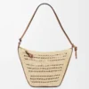 Mini Hammock Hobo in raffia and calfskin Tan/Natural