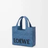 Mini LOEWE Font tote in raffia Light Blue Mini LOEWE Font tote in raffia Light Blue