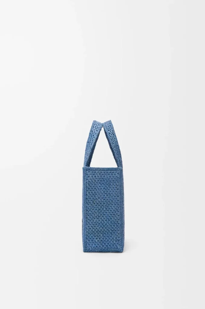 Mini LOEWE Font tote in raffia Light Blue Mini LOEWE Font tote in raffia Light Blue