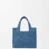 Mini LOEWE Font tote in raffia Light Blue Mini LOEWE Font tote in raffia Light Blue