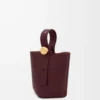 Mini Pebble bucket in smooth calfskin Dark Burgundy