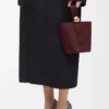 Mini Pebble bucket in smooth calfskin Dark Burgundy