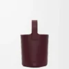 Mini Pebble bucket in smooth calfskin Dark Burgundy