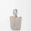 Mini Pebble bucket in smooth calfskin Shell Grey