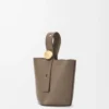 Mini Pebble bucket in soft grained calfskin Taupe