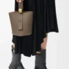 Mini Pebble bucket in soft grained calfskin Taupe