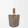 Mini Pebble bucket in soft grained calfskin Taupe