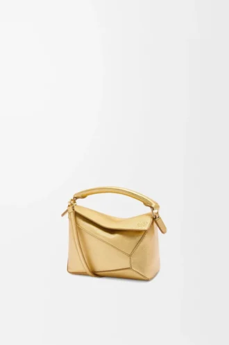 Mini Puzzle Edge bag in laminated lambskin Gold
