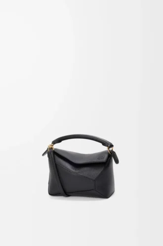 Mini Puzzle Edge bag in soft grained calfskin Black