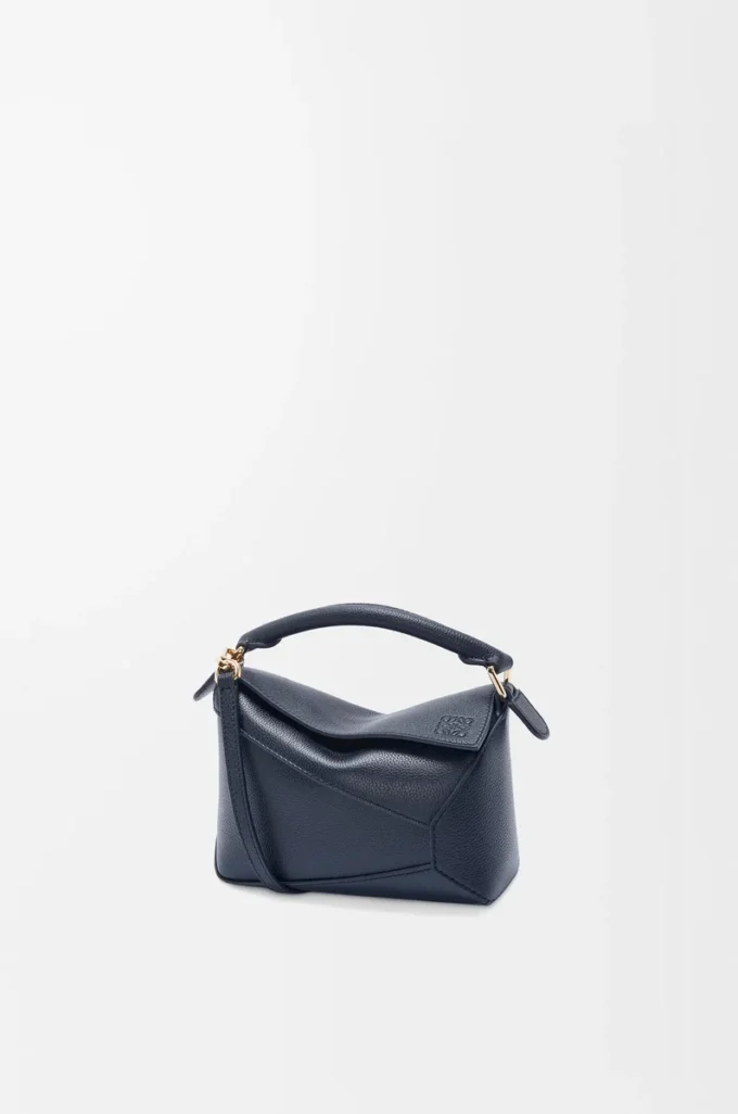 Mini Puzzle Edge bag in soft grained calfskin Deep Navy