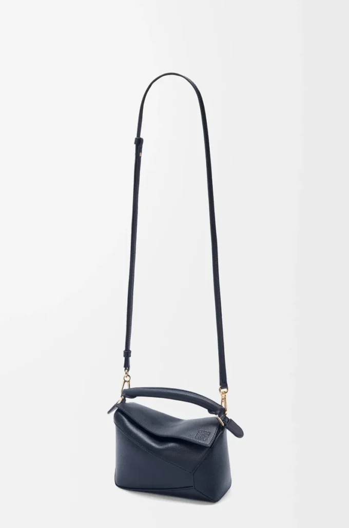 Mini Puzzle Edge bag in soft grained calfskin Deep Navy