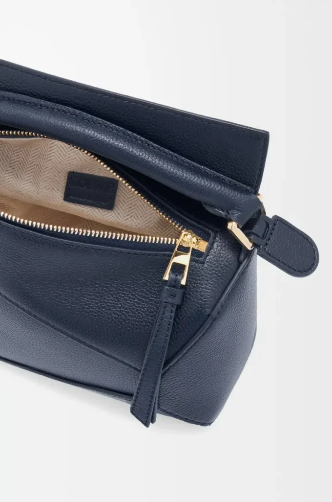 Mini Puzzle Edge bag in soft grained calfskin Deep Navy