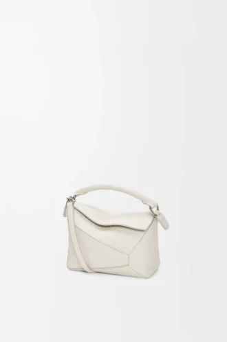 Mini Puzzle Edge bag in soft grained calfskin Light Ghost