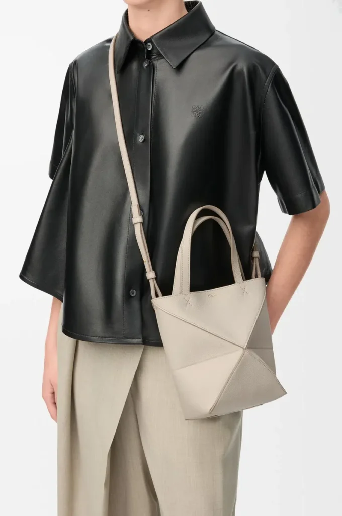 Mini Puzzle Fold tote in soft grained calfskin Light Ghost Mini Puzzle Fold tote in soft grained calfskin Light Ghost