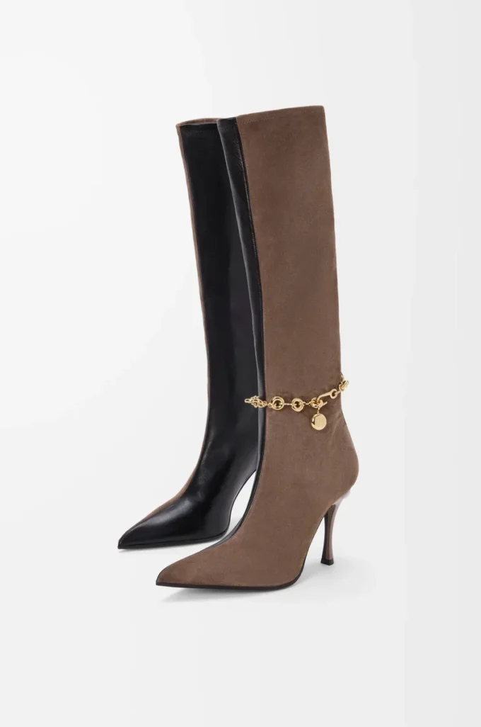 New Comic boot in stretch lambskin and suede Black/Cigar