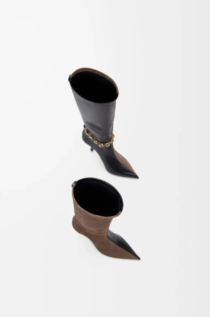 New Comic boot in stretch lambskin and suede Black/Cigar