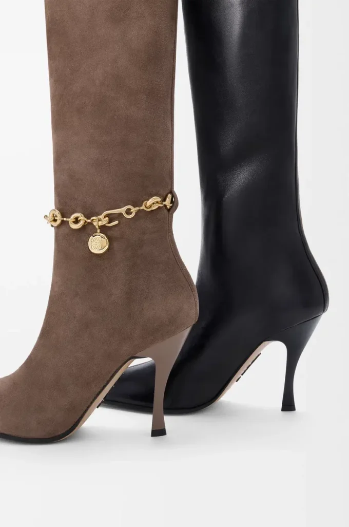 New Comic boot in stretch lambskin and suede Black/Cigar