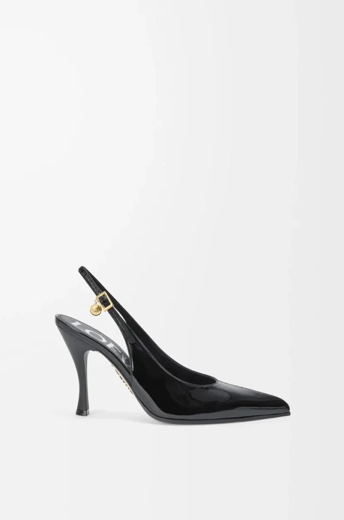 New Comic slingback pump in mixed leather Black
