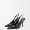 New Comic slingback pump in mixed leather Black