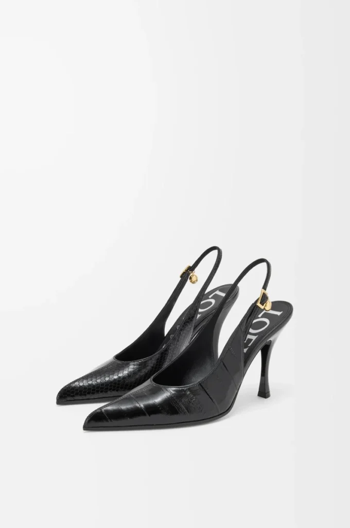 New Comic slingback pump in mixed leather Black