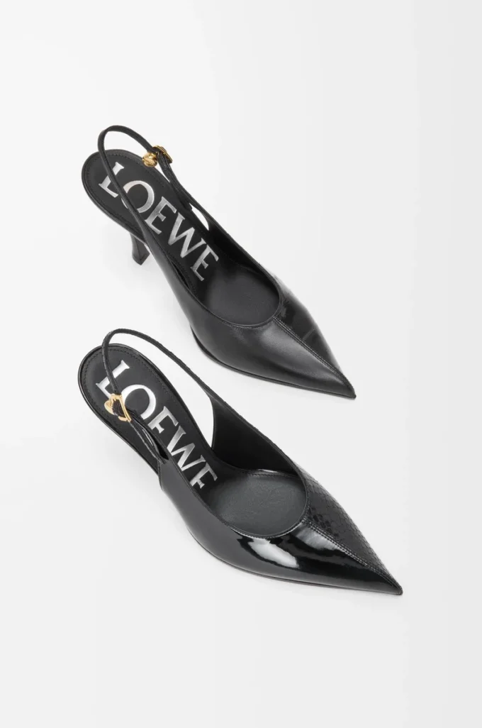 New Comic slingback pump in mixed leather Black