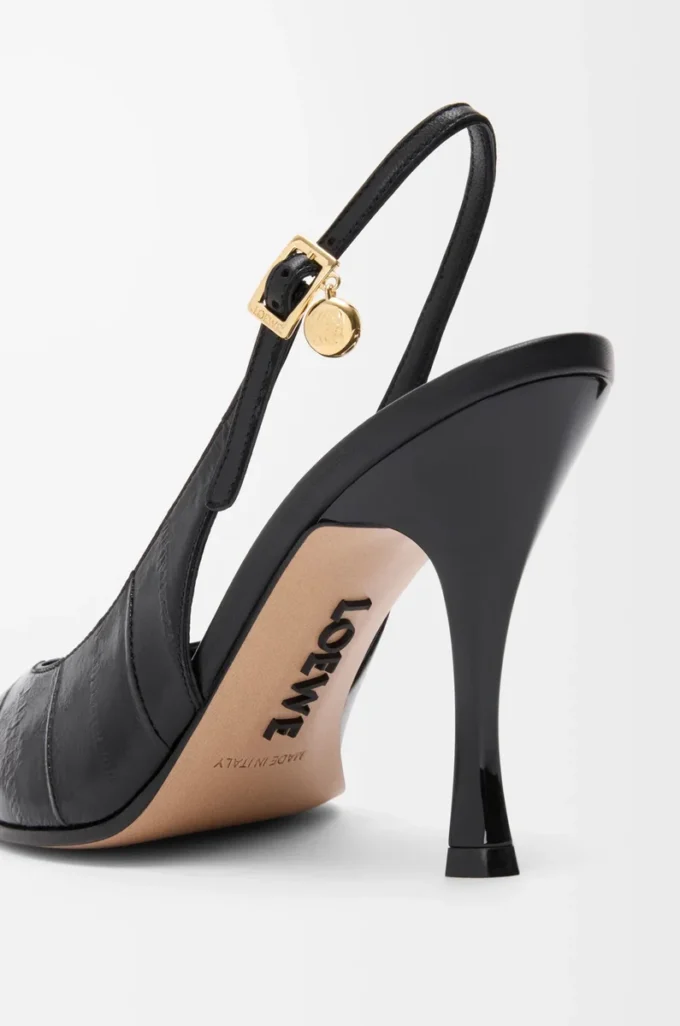 New Comic slingback pump in mixed leather Black