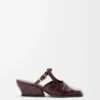 Onda mule in embossed calfskin Burgundy