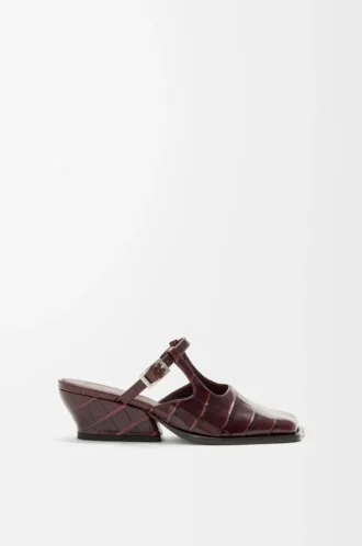 Onda mule in embossed calfskin Burgundy